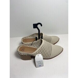 High Heel Slides Womens Size 10 Cream NWT Booties Woven Time and True
